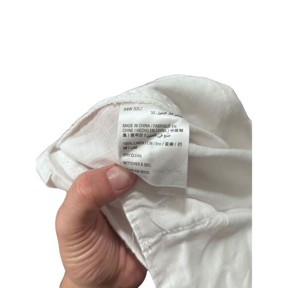 Tasso Elba White Linen Straight Men's Pants Size 34x32 Beachy Coastal Breathable - Picture 9 of 12